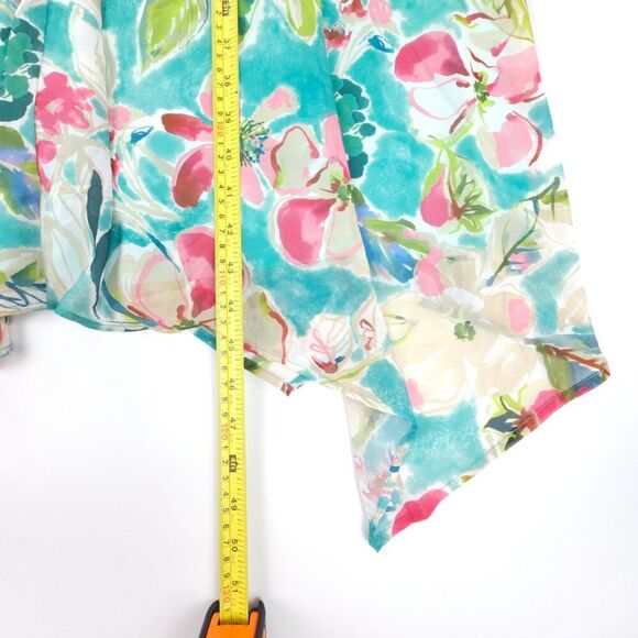 NWT Torrid Tea Length Chiffon Pleated Shark Bite Dress Resort Tropical Floral 2X - Picture 5 of 8